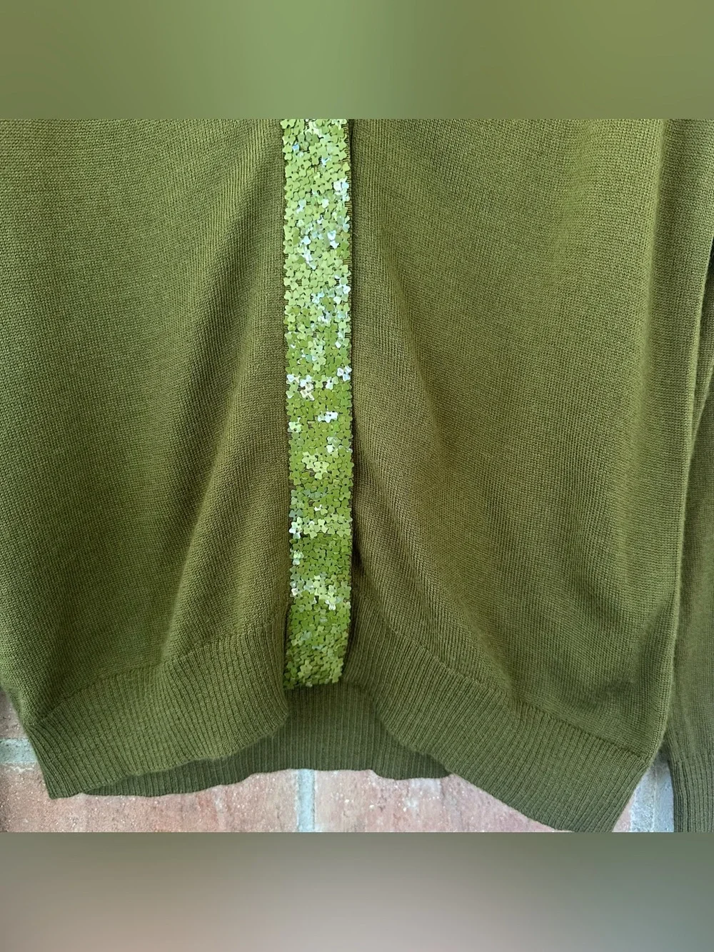 J. Crew Green Sequin Cardigan Sweater Women’s Small Merino Wool Button Up